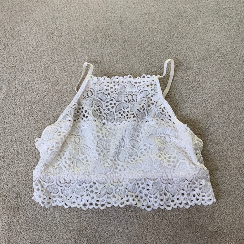 High neck lace bralette